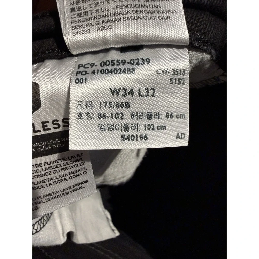 Levis 559 Jeans Mens 34x32 Black Dark Wash Relaxed Straight Stretch Denim Casual